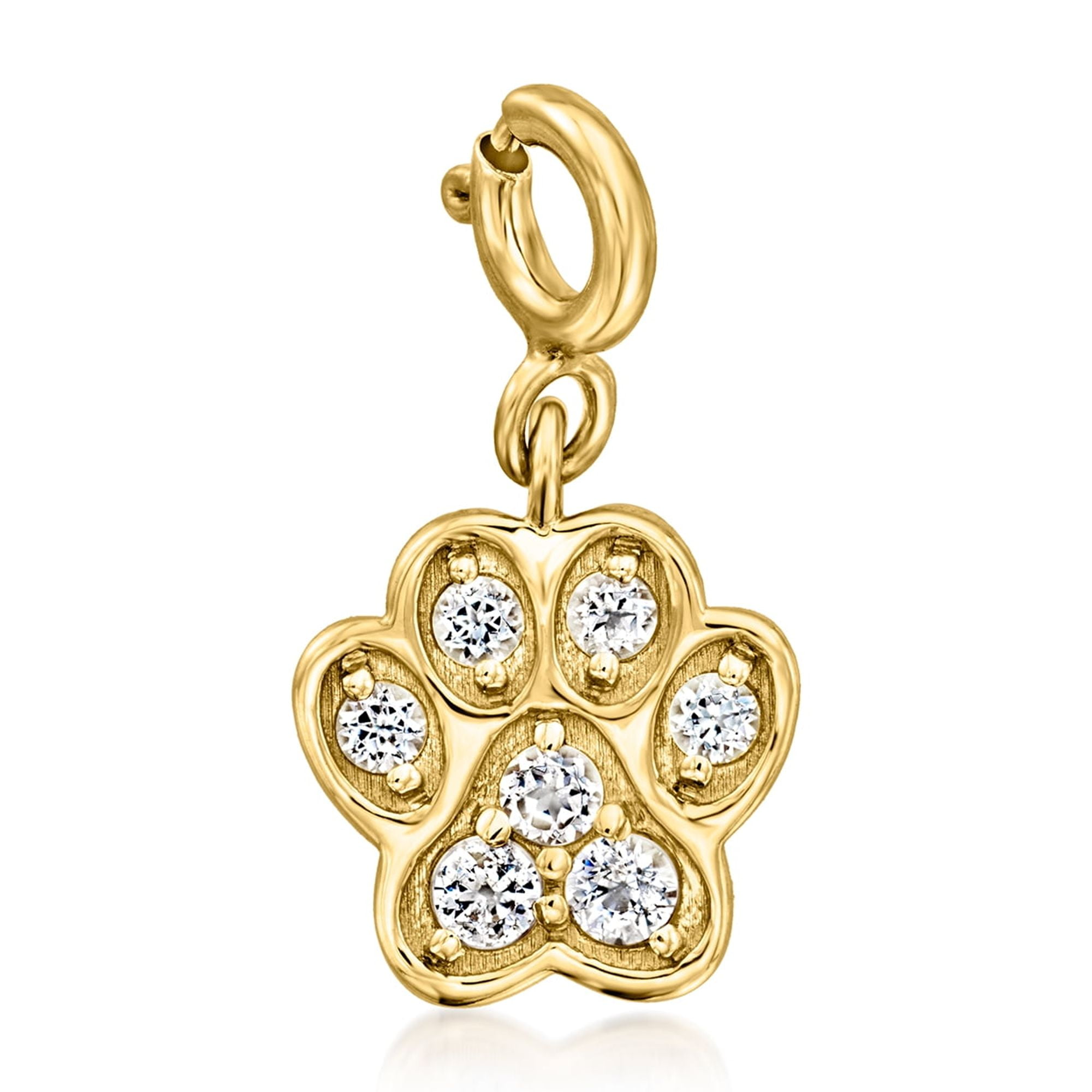 ROSS-SIMONS 0.40 ct. t.w. White Topaz Paw Print Charm in 18kt Gold Over Sterling, Women's, Adult