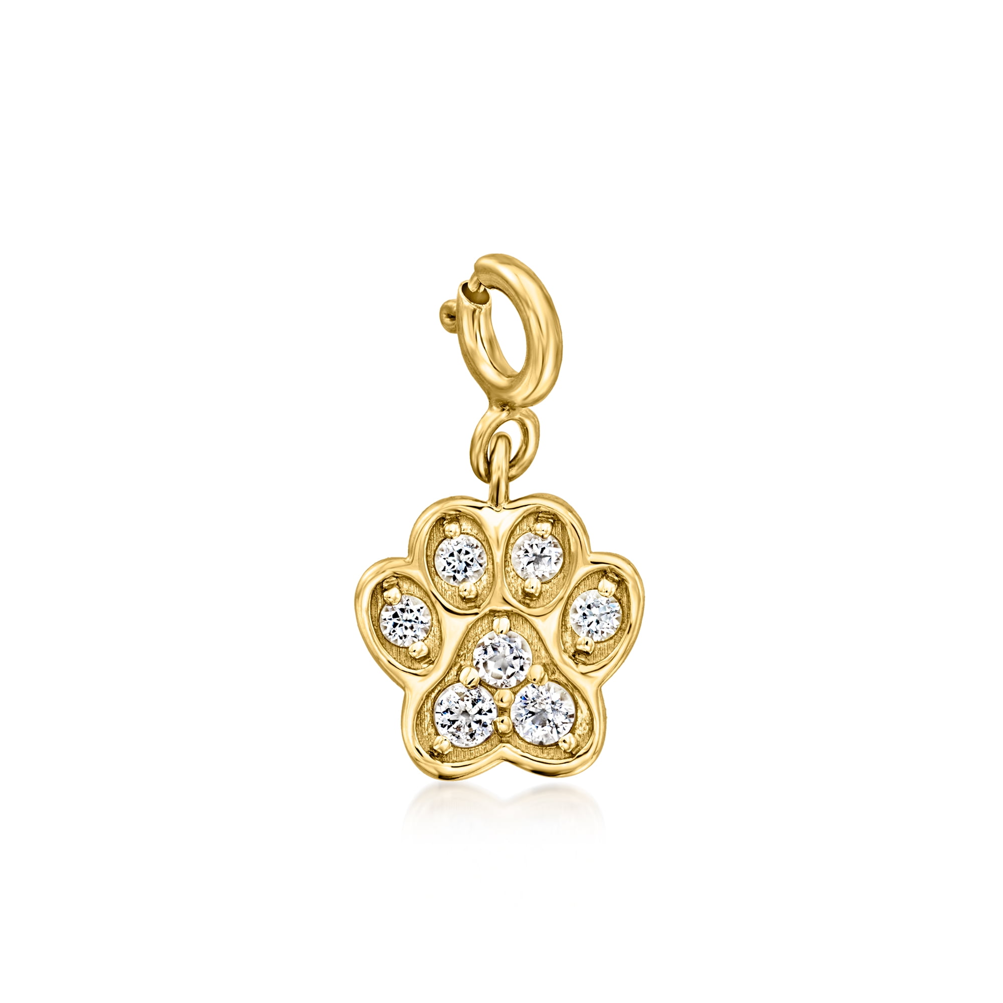 Ross-Simons 0.40 ct. t.w. White Topaz Paw Print Charm in 18kt Gold Over Sterling, Women's, Adult