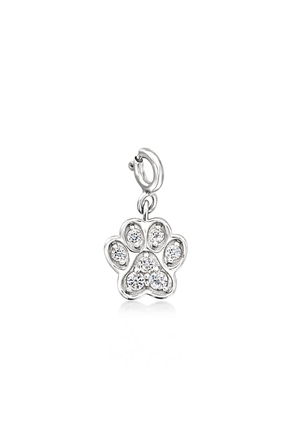 0.40 ct. t.w. White Topaz Paw Print Charm in Sterling Silver, Women's, Adult