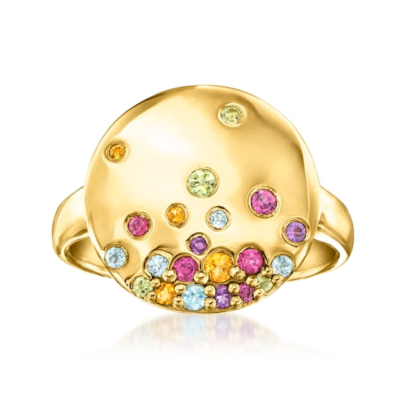 Ross-Simons 0.41 ct. t.w. Multi-Gemstone Disc Ring in 18kt Gold Over Sterling, Women's, Adult