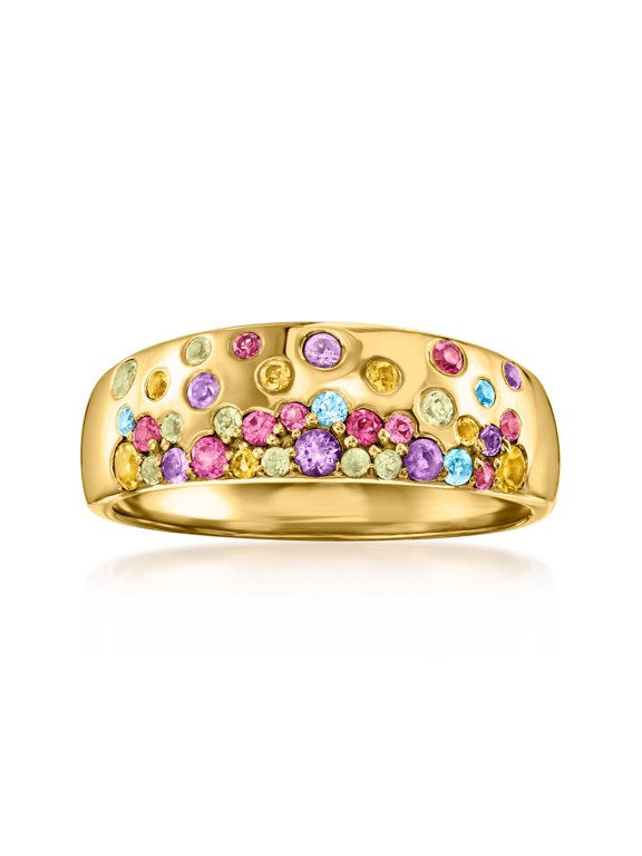 0.45 ct. t.w. Scattered Multi-Gemstone Ring in 18kt Gold Over Sterling, Women's, Adult