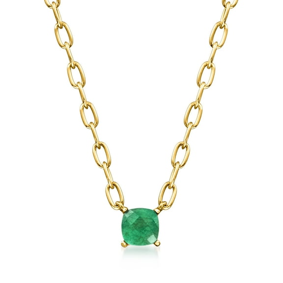 Ross-Simons 0.50 Carat Emerald Paper Clip Link Necklace in 18kt Gold Over Sterling, Women's, Adult