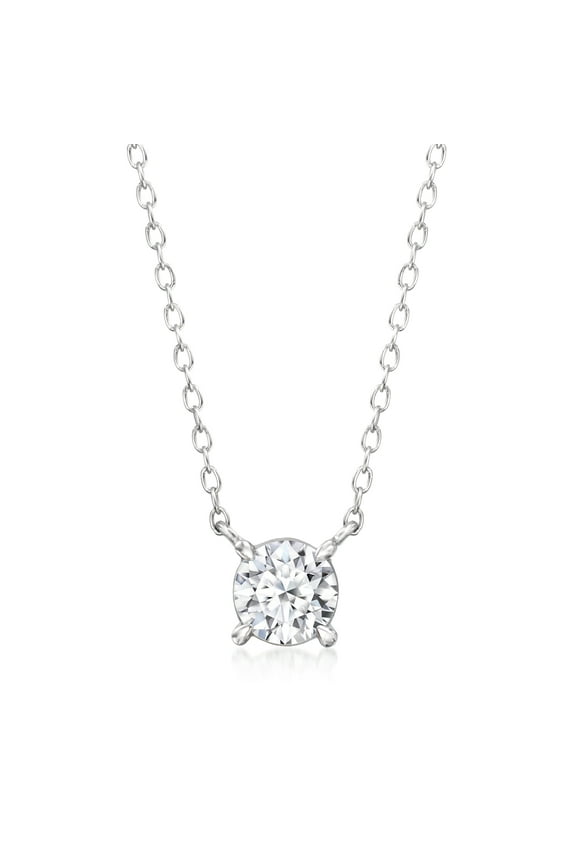 0.50 Carat Lab-Grown Diamond Solitaire Necklace in Sterling Silver, Women's, Adult