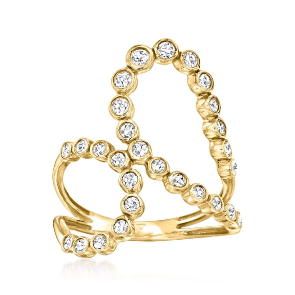 Ross-Simons 0.50 ct. t.w. Bezel-Set Diamond Double-Loop Ring in 14kt Yellow Gold, Women's, Adult