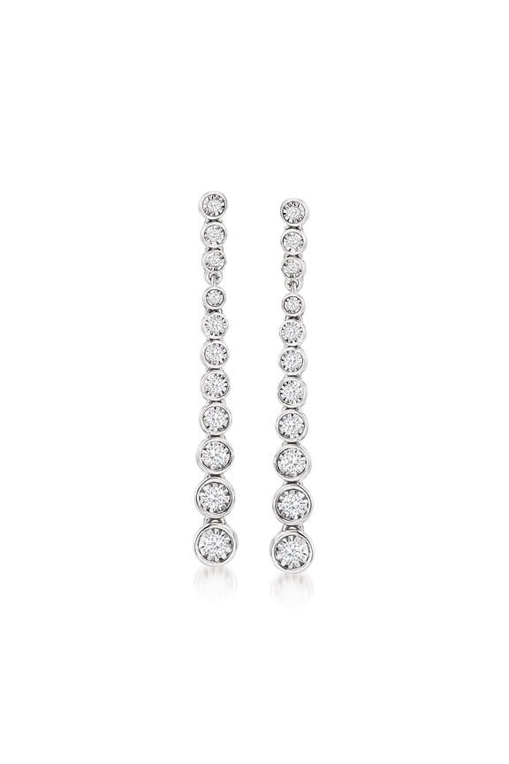0.50 ct. t.w. Bezel-Set Diamond Drop Earrings in Sterling Silver, Women's, Adult
