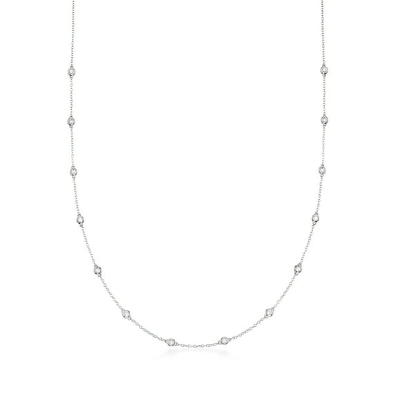 Ross-Simons 0.50 ct. t.w. Bezel-Set Diamond Station Necklace in 14kt White Gold, Women's, Adult