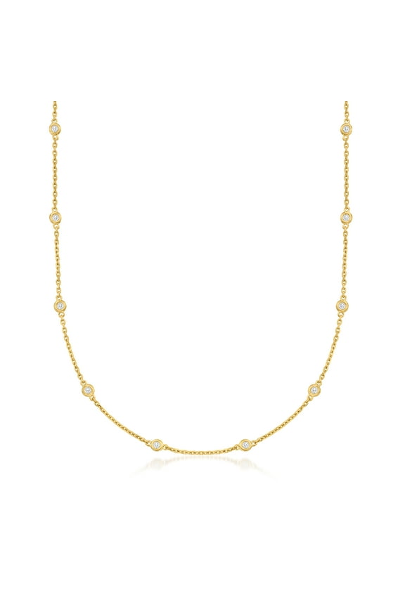 0.50 ct. t.w. Bezel-Set Diamond Station Necklace in 18kt Gold Over Sterling, Women's, Adult