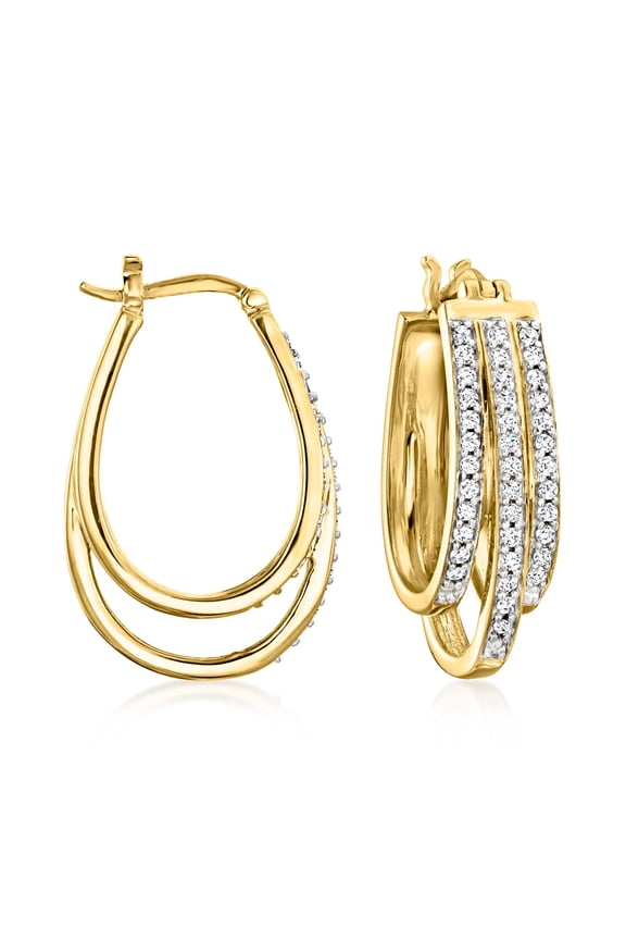 0.50 ct. t.w. Diamond 3-Row Hoop Earrings in 18kt Gold Over Sterling, Women's, Adult
