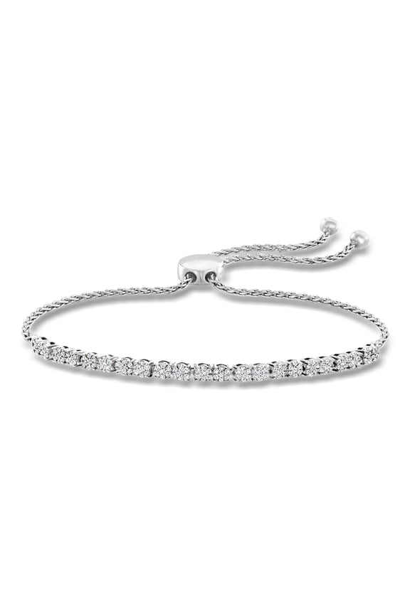 0.50 ct. t.w. Diamond Cluster Bolo Bracelet in Sterling Silver, Women's, Adult