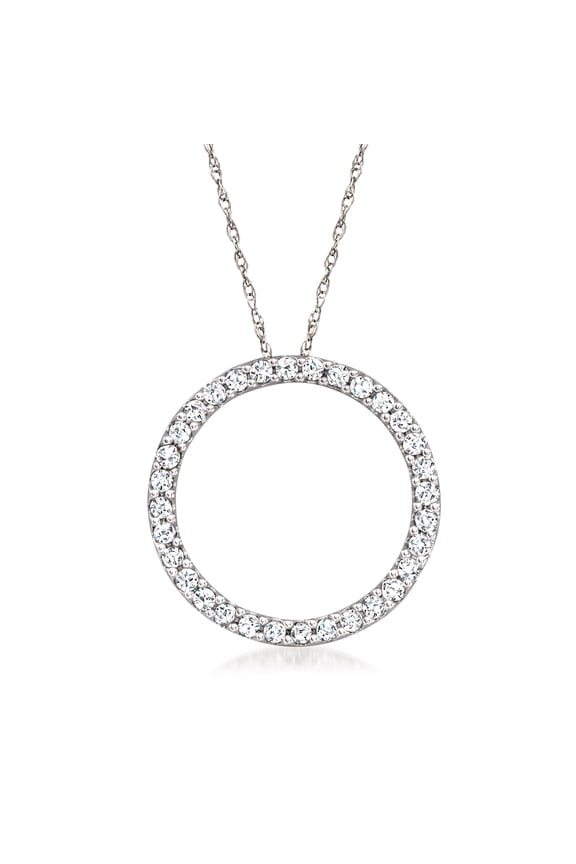 0.50 ct. t.w. Diamond Eternity Circle Pendant Necklace in 14kt White Gold, Women's, Adult