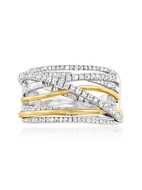 0.50 ct. t.w. Diamond Highway Ring in Sterling Silver With 14kt Yellow Gold, Women's, Adult