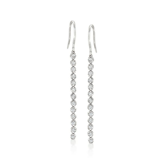 Ross-Simons 0.50 ct. t.w. Diamond Linear Drop Earrings in Sterling Silver, Women's, Adult