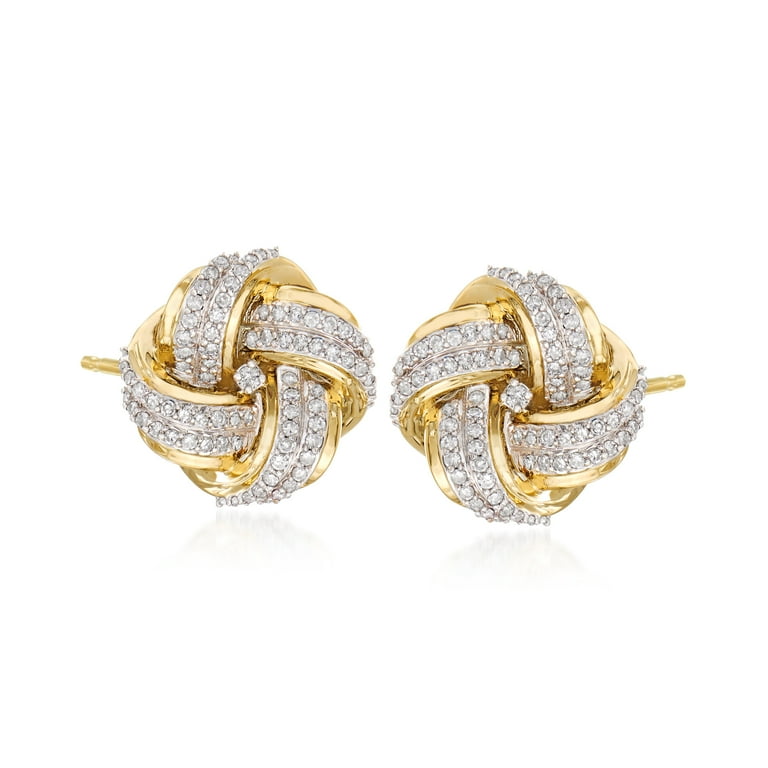 Ross-Simons Diamond Love Knot Stud Earrings in 14kt