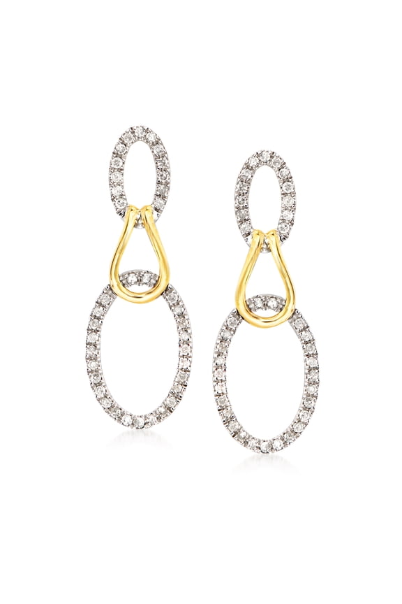 0.50 ct. t.w. Diamond Oval Loop Drop Earrings in Sterling Silver and 14kt Yellow Gold, Women's, Adult