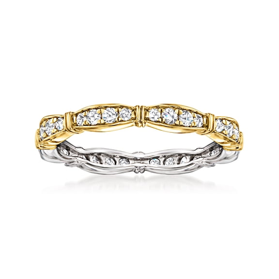 Ross-Simons 0.50. ct. t.w. Diamond Ring in Sterling Silver and 18kt Gold Over Sterling, Women's, Adult
