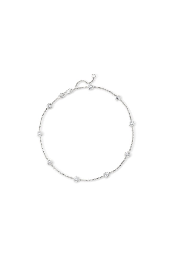 0.50 ct. t.w. Diamond Station Anklet in 14kt White Gold, Women's, Adult
