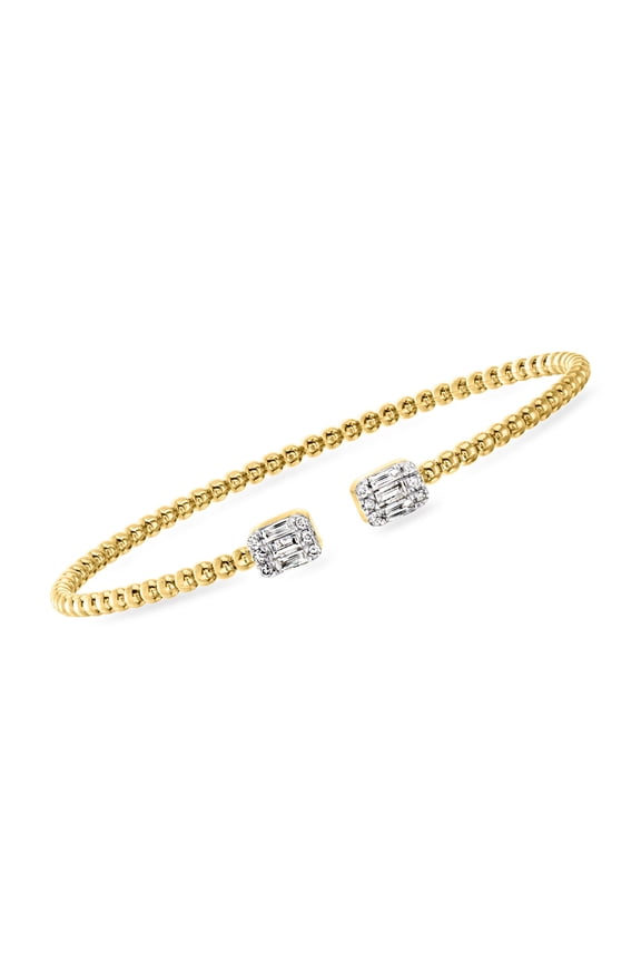 0.50 ct. t.w. Diamond and 18kt Gold Over Sterling Bead Cuff Bracelet, Women's, Adult