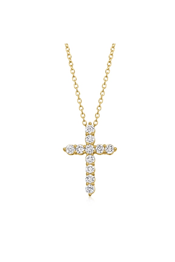 0.50 ct. t.w. Lab-Grown Diamond Cross Pendant Necklace in 18kt Gold Over Sterling, Women's, Adult