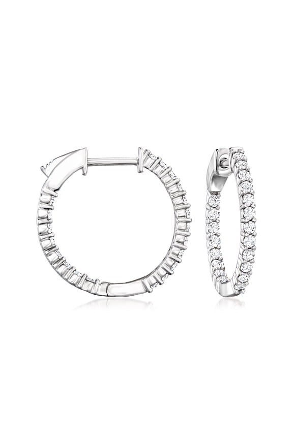 0.50 ct. t.w. Lab-Grown Diamond Inside-Outside Hoop Earrings in Sterling Silver, Women's, Adult