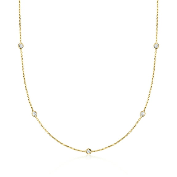 Ross-Simons 0.50 ct. t.w. Lab-Grown Diamond Station Necklace in 18kt Gold Over Sterling, Women's, Adult