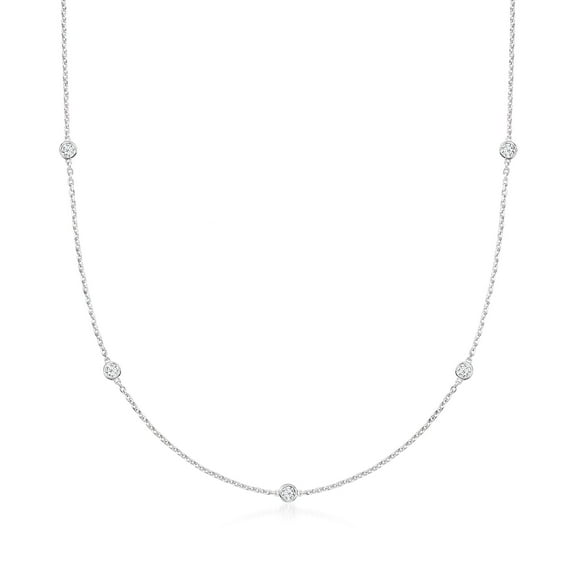 Ross-Simons 0.50 ct. t.w. Lab-Grown Diamond Station Necklace in Sterling Silver, Women's, Adult