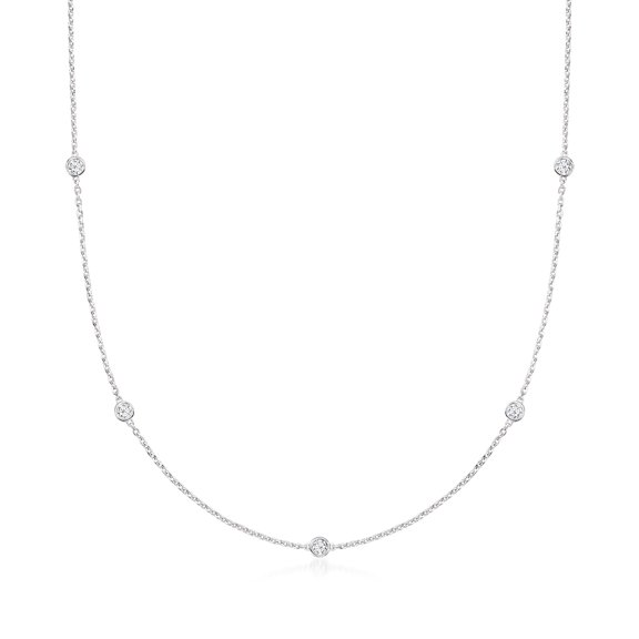Ross-Simons 0.50 ct. t.w. Lab-Grown Diamond Station Necklace in Sterling Silver, Women's, Adult