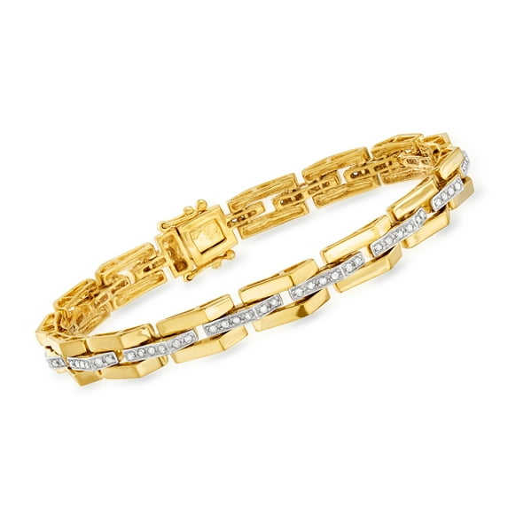 Ross-Simons 0.55 ct. t.w. Diamond Bar Link Bracelet in 18kt Gold Over Sterling, Women's, Adult