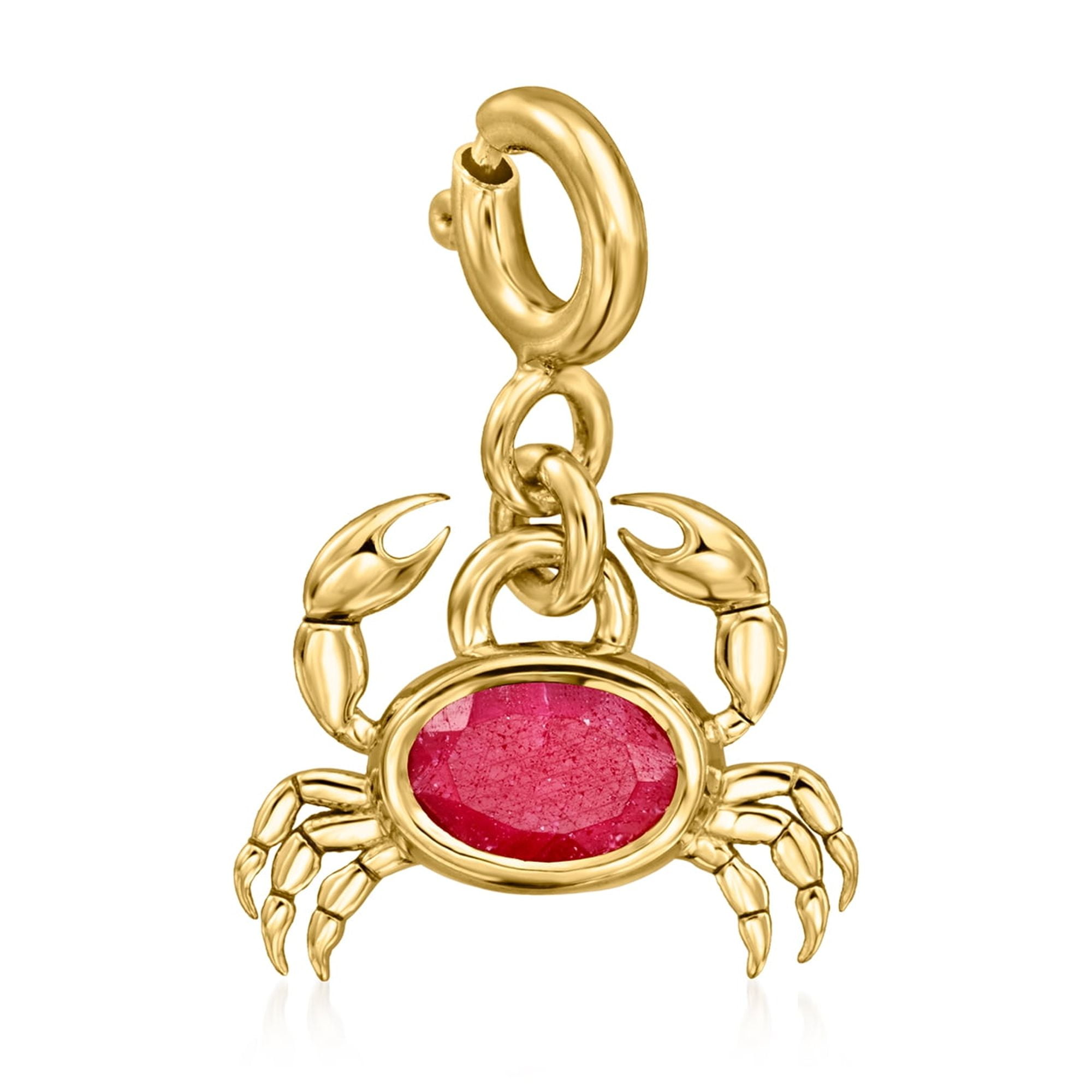 ROSS-SIMONS 0.60 Carat Ruby Crab Charm in 18kt Gold Over Sterling, Women's, Adult