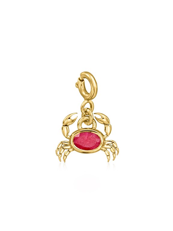 0.60 Carat Ruby Crab Charm in 18kt Gold Over Sterling, Women's, Adult
