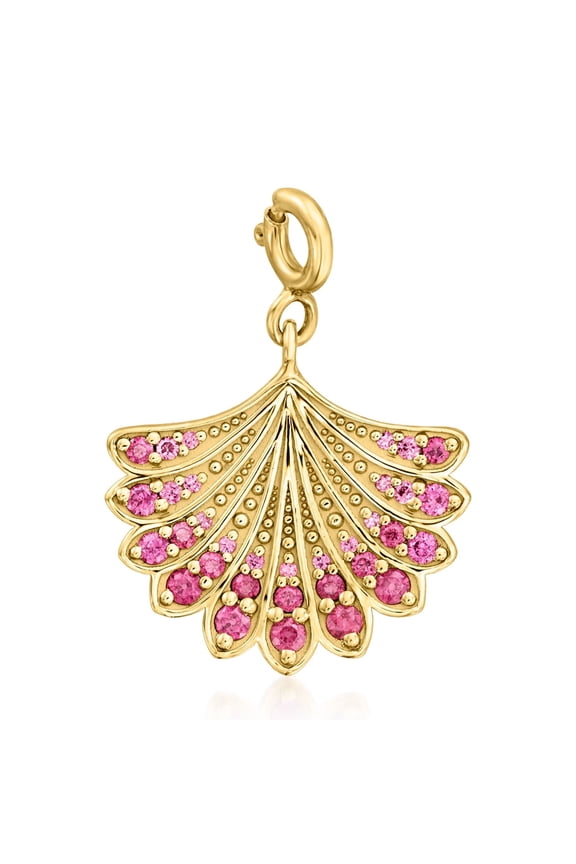 0.60 ct. t.w. Rhodolite Garnet Seashell Charm in 18kt Gold Over Sterling, Women's, Adult