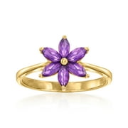 Ross-Simons 0.70 ct. t.w. Amethyst Flower Ring in 18kt Gold Over Sterling, Women's, Adult