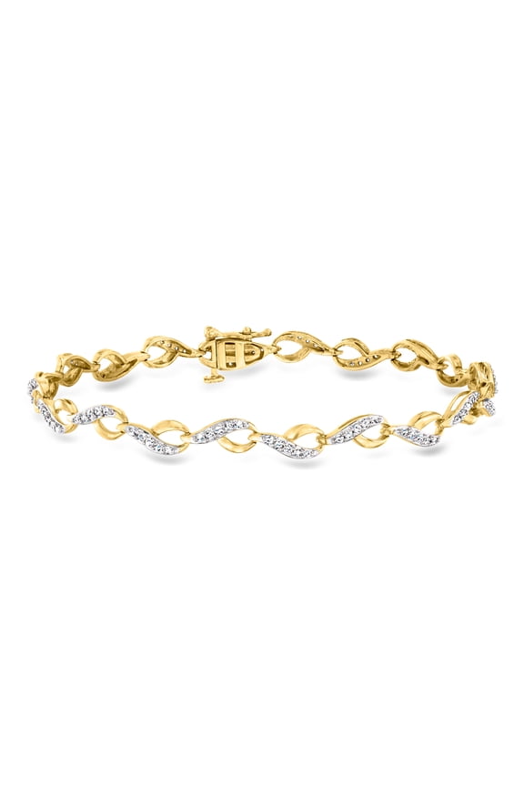 0.72 ct. t.w. Diamond Loop-Style Link Bracelet in 18kt Gold Over Sterling, Women's, Adult
