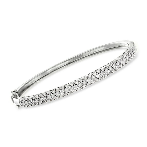 Ross-Simons 0.75 ct. t.w. Diamond Bangle Bracelet in Sterling Silver, Women's, Adult