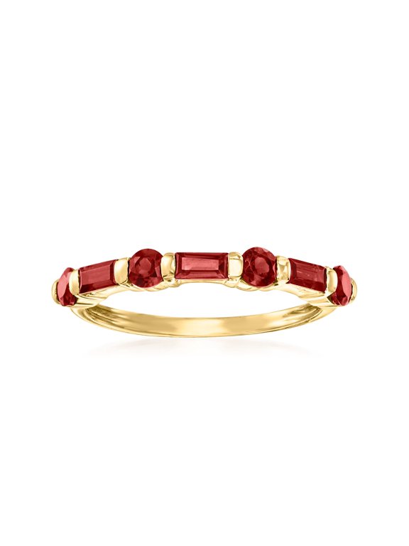 0.80 ct. t.w. Baguette and Round Garnet Ring in 14kt Yellow Gold, Women's, Adult