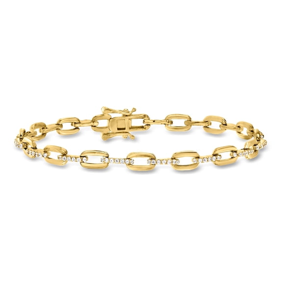 Ross-Simons 0.80 ct. t.w. CZ Paper Clip Link Bracelet in 18kt Gold Over Sterling, Women's, Adult