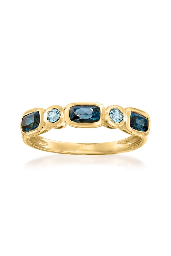 0.90 ct. t.w. London and Sky Blue Topaz Ring in 14kt Yellow Gold, Women's, Adult