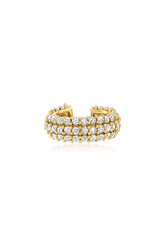 0.90 ct. t.w. Pave CZ Single Ear Cuff in 18kt Gold Over Sterling, Women's, Adult