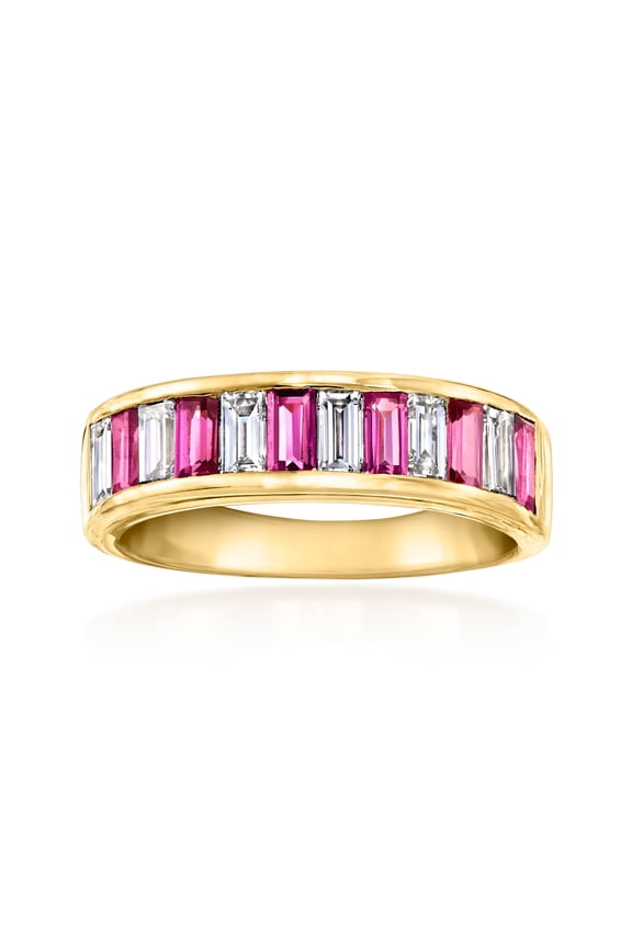 0.90 ct. t.w. Rhodolite Garnet and .70 ct. t.w. Lab-Grown Diamond Ring in 18kt Gold Over Sterling, Women's, Adult