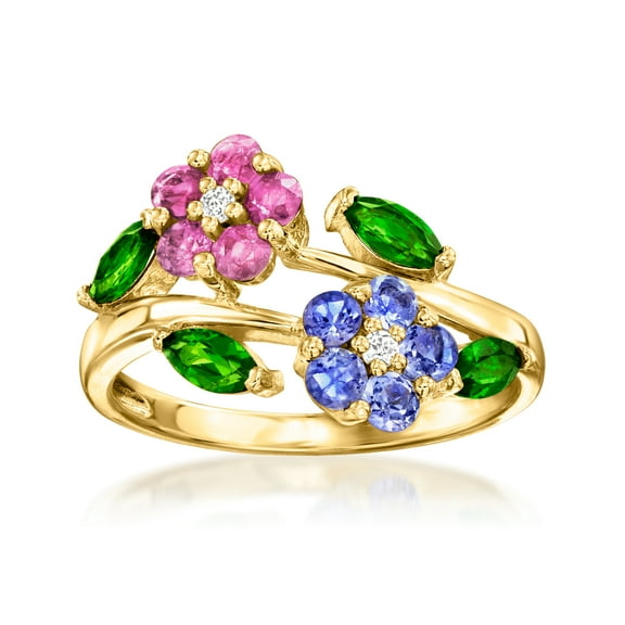 Ross-Simons 0.93 ct. t.w. Multi-Gem Flower Ring in 18kt Gold Over Sterling, Women's, Adult
