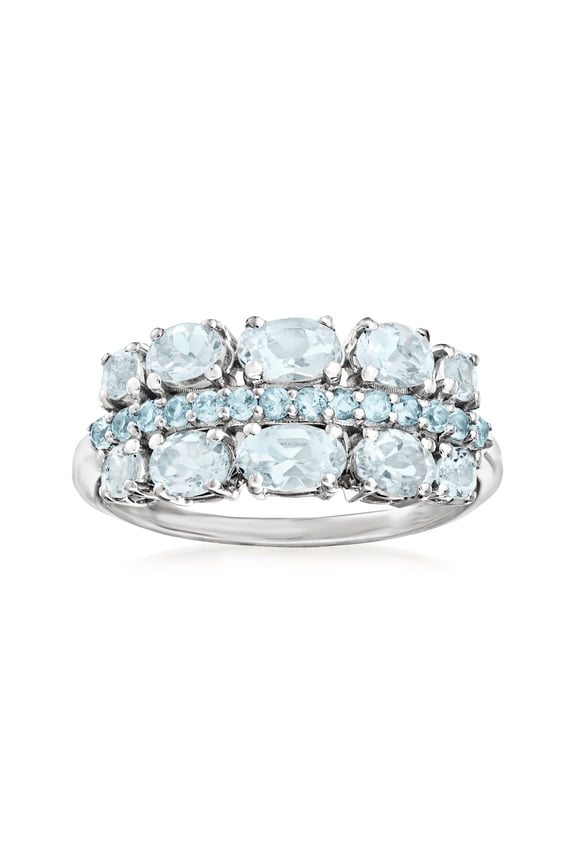1.00 Aquamarine and .20 Swiss Blue Topaz Ring in Sterling Silver, Women's, Adult