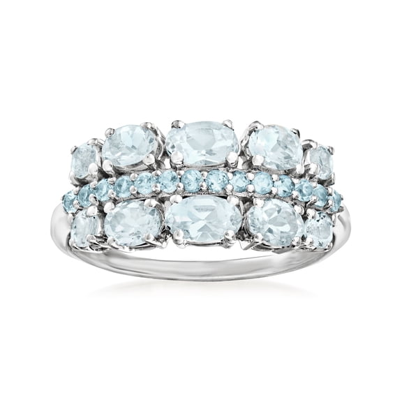 Ross-Simons 1.00 Aquamarine and .20 Swiss Blue Topaz Ring in Sterling Silver, Women's, Adult