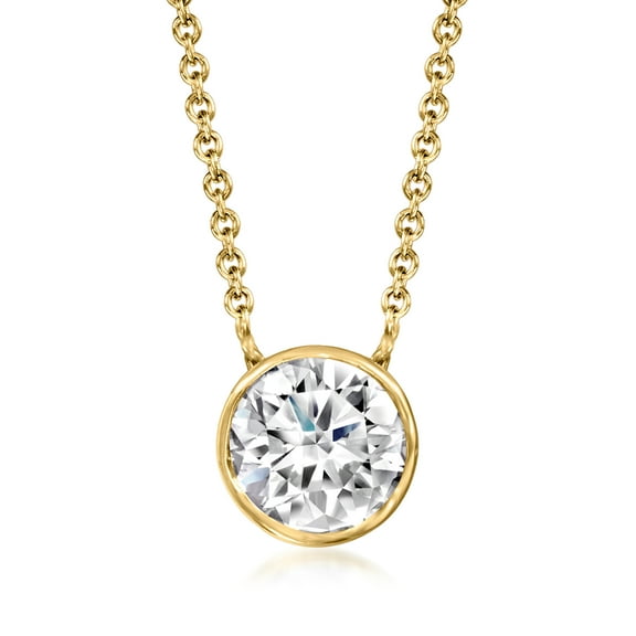 Ross-Simons 1.00 Carat Bezel-Set Lab-Grown Diamond Necklace in 14kt Yellow Gold, Women's, Adult