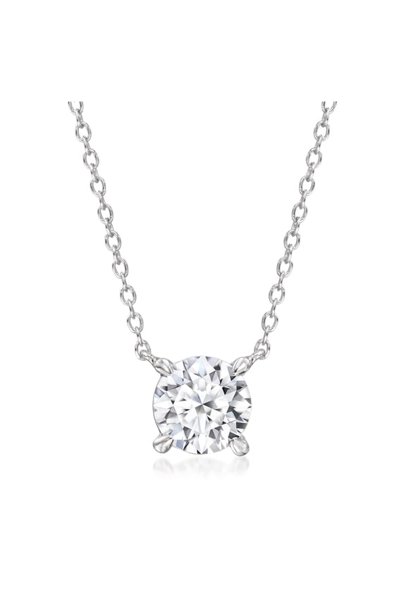 1.00 Carat Lab-Grown Diamond Solitaire Necklace in Sterling Silver, Women's, Adult