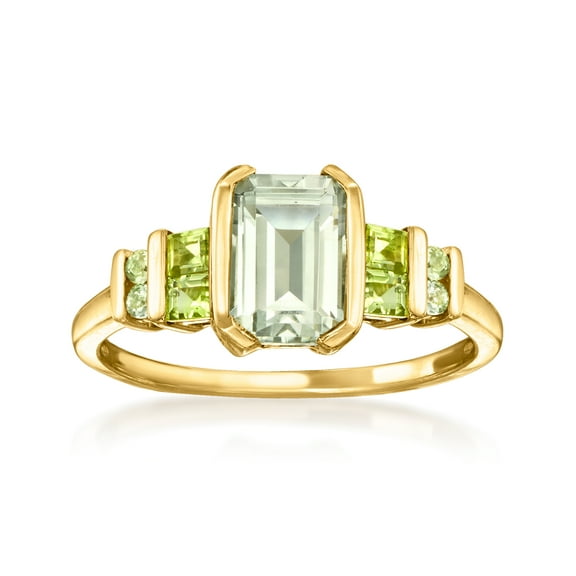Ross-Simons 1.00 Carat Prasiolite and .26 ct. t.w. Peridot Ring in 14kt Yellow Gold, Women's, Adult