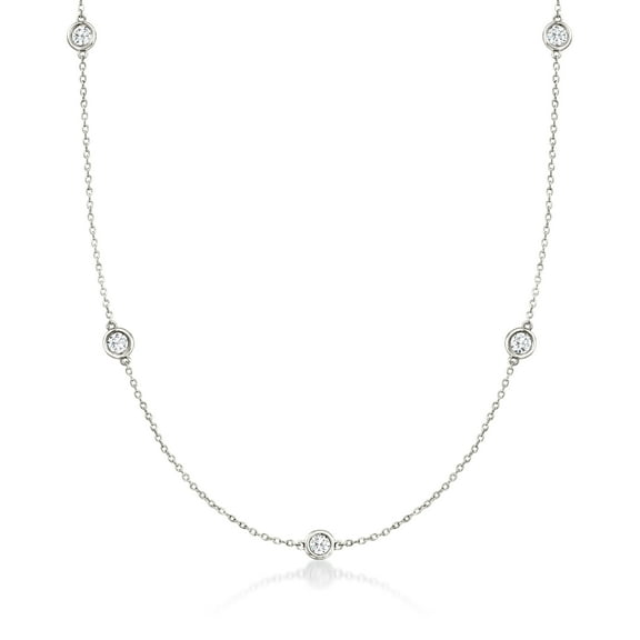 Ross-Simons 1.00 ct. t.w. Bezel-Set Diamond Station Necklace in 14kt White Gold, Women's, Adult