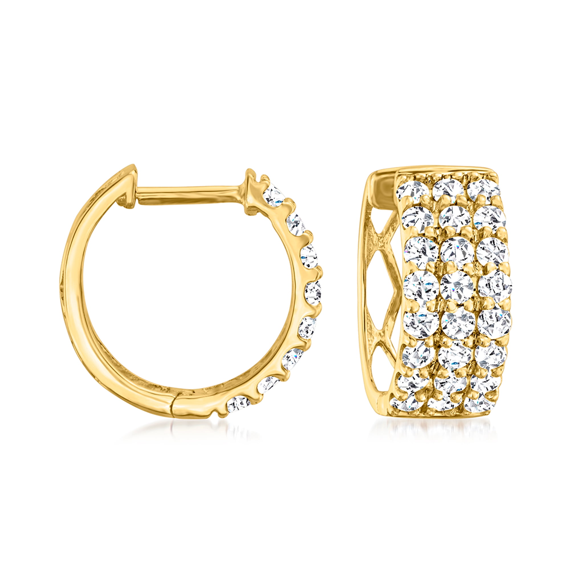 Ross Simons 1.00 ct. t.w. Diamond 3 Row Huggie Hoop Earrings in