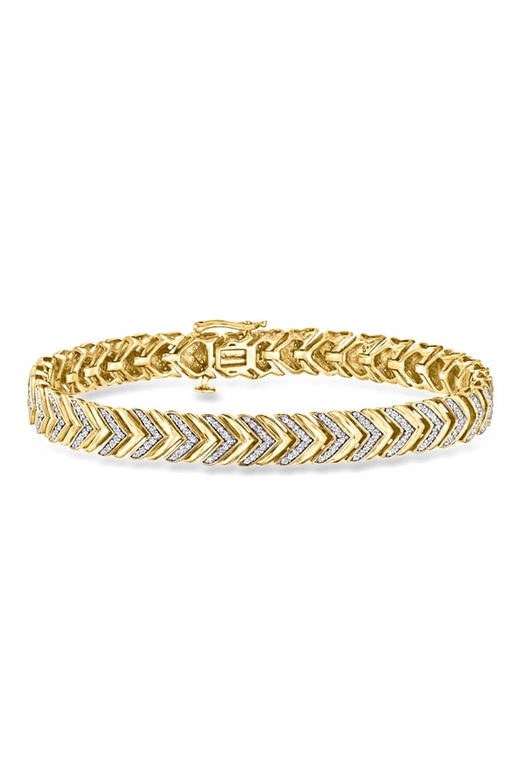 1.00 ct. t.w. Diamond Chevron-Link Bracelet in 18kt Gold Over Sterling, Women's, Adult