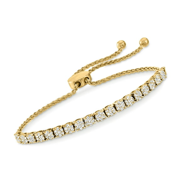 Ross-Simons 1.00 ct. t.w. Diamond Cluster Bolo Bracelet in 18kt Gold Over Sterling, Women's, Adult