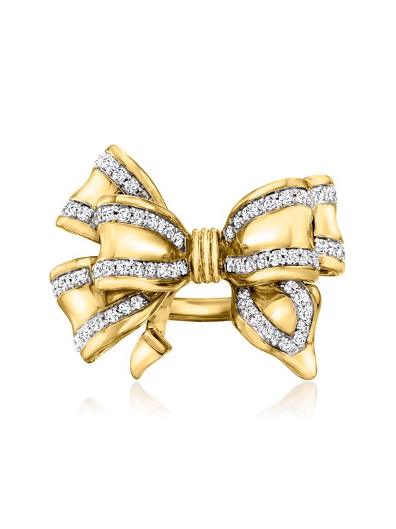 1.00 ct. t.w. Diamond Double-Bow Ring in 18kt Gold Over Sterling, Women's, Adult