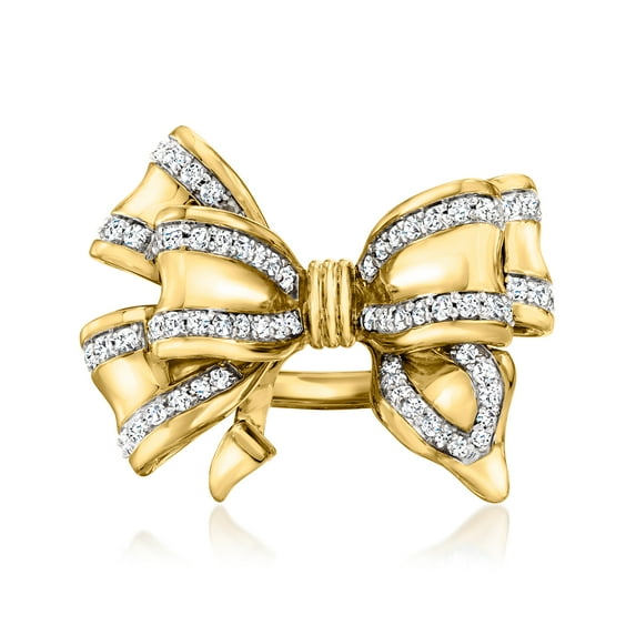 Ross-Simons 1.00 ct. t.w. Diamond Double-Bow Ring in 18kt Gold Over Sterling, Women's, Adult